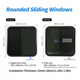 Rv sliding window 800x800 mm black trailer