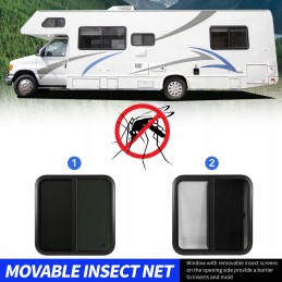 Rv sliding window 800x800 mm black trailer