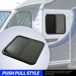 Rv sliding window 800x800 mm black trailer