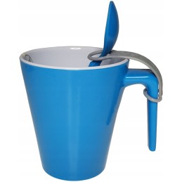 Blue mug with a spoon, melamine Brunner, 300 ml