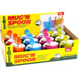 Blue mug with a spoon, melamine Brunner, 300 ml