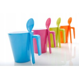 Green mug with a spoon, melamine Brunner, 300 ml