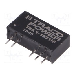 1 pcs x TRACO POWER - TBA 1-1221HI - Converter: DC/DC, 1W, Uin: 10.8÷13.2V, Uout: 5VDC, Uout2: -5VDC, SIP7