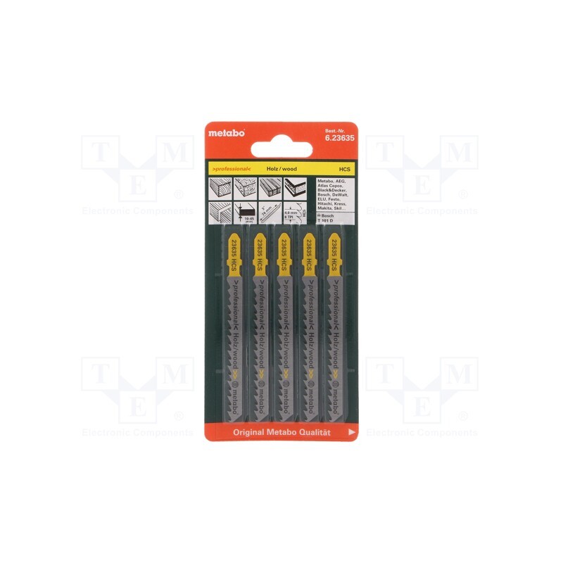 1 set x METABO - 623635000 - Hacksaw blade, wood,chipboard, 74mm, CLEAN WOOD, 5pcs.
