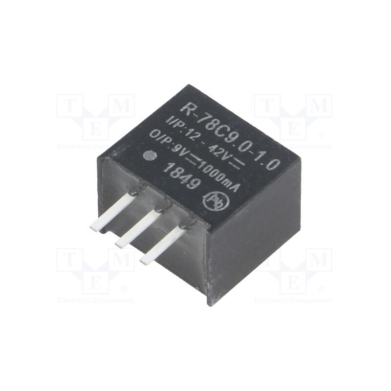 1 pcs x RECOM - R-78C9.0-1.0 - Converter: DC/DC, 9W, Uin: 12÷42V, Uout: 9VDC, Iout: 1A, SIP3, PCB