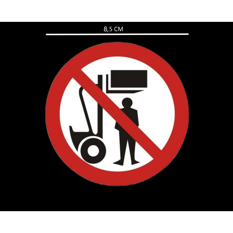 Sticker pictogram forklift 8 5 cm - no standing under the load