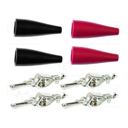 1 set x MUELLER ELECTRIC - 10015 - Crocodile clip, 5A, black,red, screwed,crimped, tinned, 8pcs.