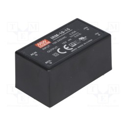 1 pcs x MEAN WELL - IRM-10-15 - Converter: AC/DC, 10.05W, 85÷264VAC, Usup: 120÷370VDC, Uout: 15VDC