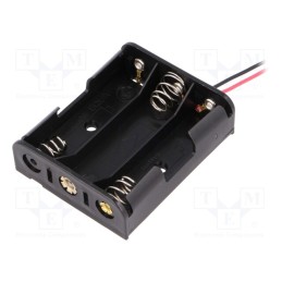 1 pcs x COMF - BH-331-3A - Holder, AA,R6, Batt.no: 3, cables, black, 150mm