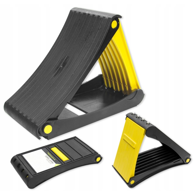 Wheel chock lock, foldable for a passenger bus