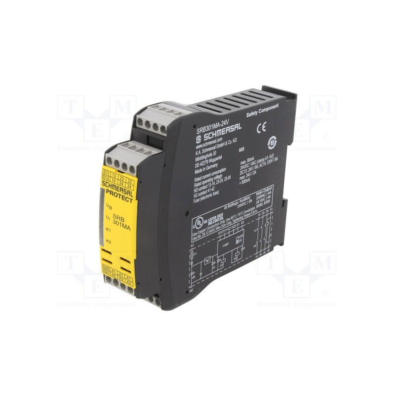 1 pcs x SCHMERSAL - SRB301MA-24V - Module: safety relay, SRB 301MA, 24VAC, 24VDC, -25÷60°C, IP20
