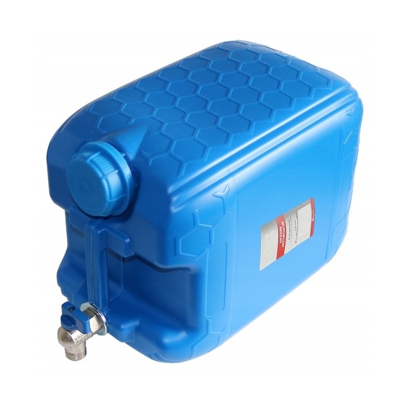 Blue water bank container with tap, 10 liters