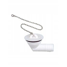 Angled white washbasin drain