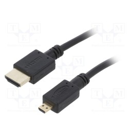 1 pcs x GEMBIRD - CC-HDMID-10 - Cable, HDMI 2.0, HDMI plug,micro HDMI plug, PVC, 3m, black, 32AWG