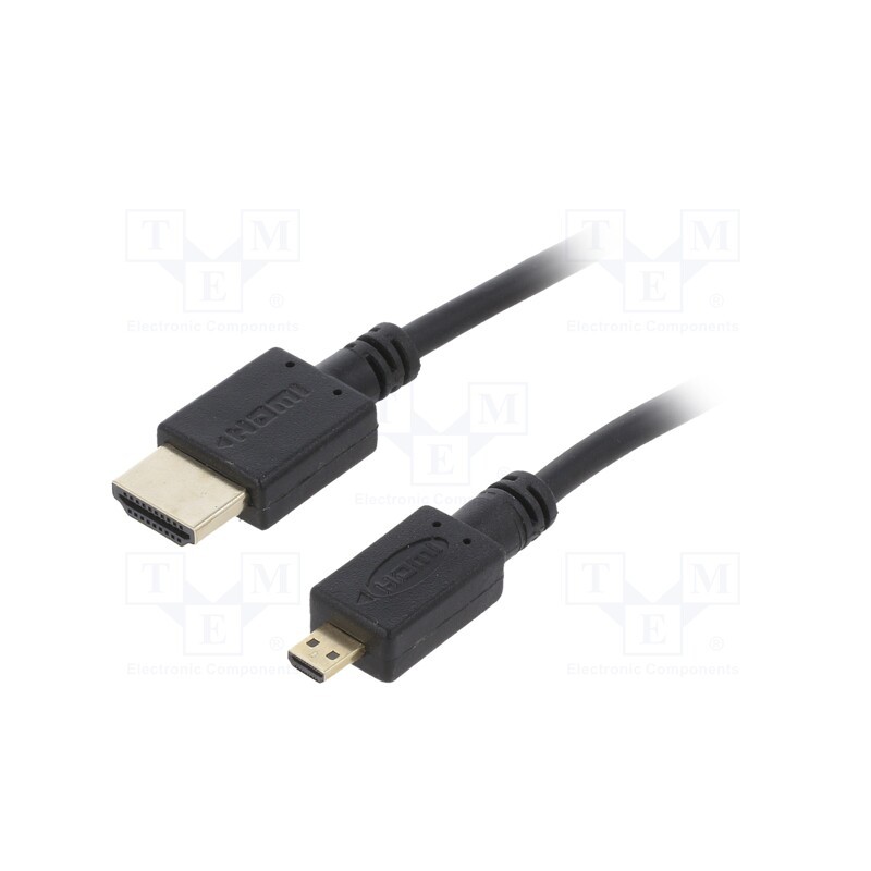 1 pcs x GEMBIRD - CC-HDMID-10 - Cable, HDMI 2.0, HDMI plug,micro HDMI plug, PVC, 3m, black, 32AWG