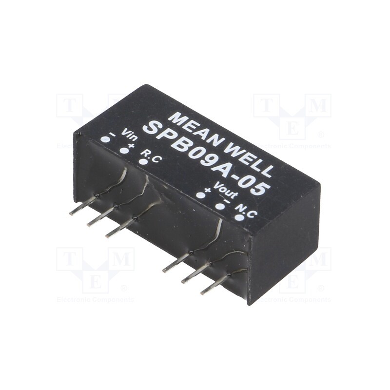 1 pcs x MEAN WELL - SPB09A-05 - Converter: DC/DC, 9W, Uin: 9÷18V, Uout: 5VDC, Iout: 0÷1600mA, SIP8
