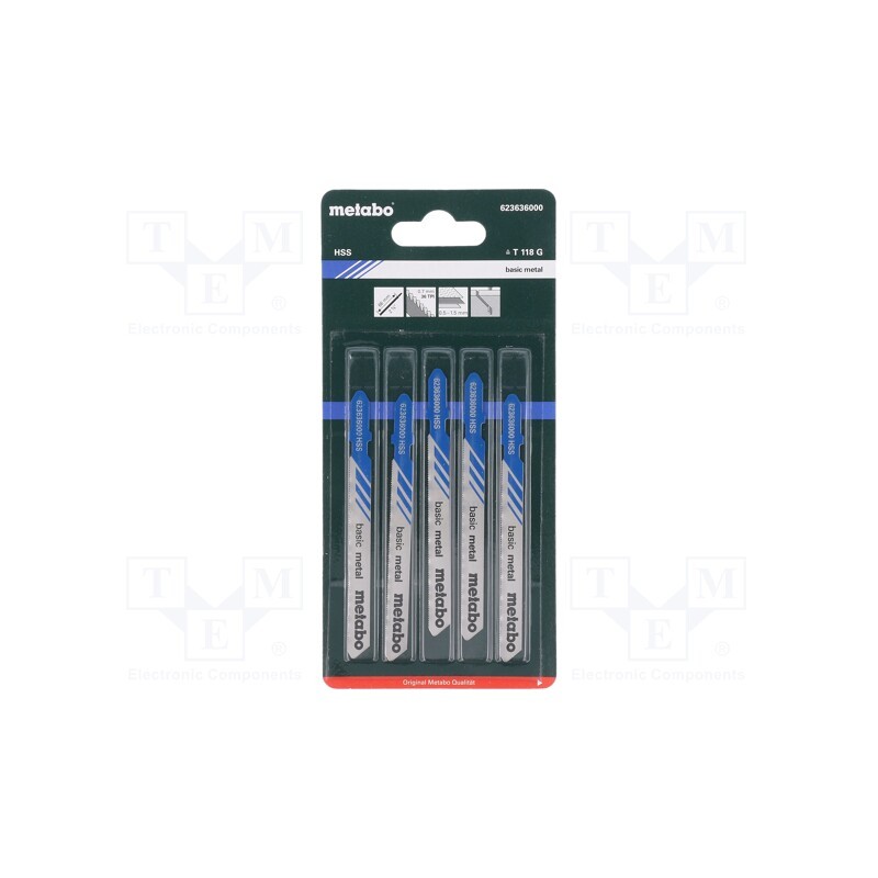 1 set x METABO - 623636000 - Hacksaw blade, metal, 66mm, 36teeth/inch, BASIC METAL, 5pcs.