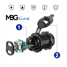 Built-in socket 2x USB QC3 0 CD3 button