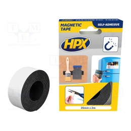 1 rol x HPX - MG2502 - Tape: magnetic, W: 25mm, L: 2m, Thk: 2mm, acrylic, black, 0.8N/mm