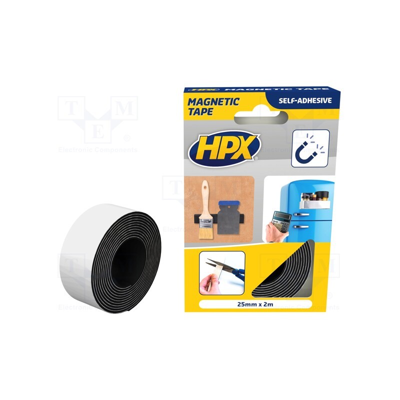1 rol x HPX - MG2502 - Tape: magnetic, W: 25mm, L: 2m, Thk: 2mm, acrylic, black, 0.8N/mm