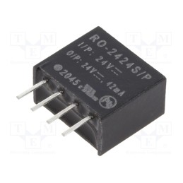 1 pcs x RECOM - RO-2424S/P - Converter: DC/DC, 1W, Uin: 21.6÷26.4V, Uout: 24VDC, Iout: 42mA, SIP4