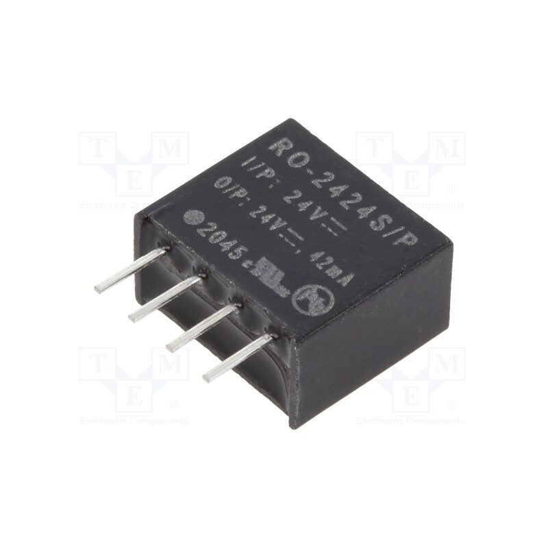 1 pcs x RECOM - RO-2424S/P - Converter: DC/DC, 1W, Uin: 21.6÷26.4V, Uout: 24VDC, Iout: 42mA, SIP4