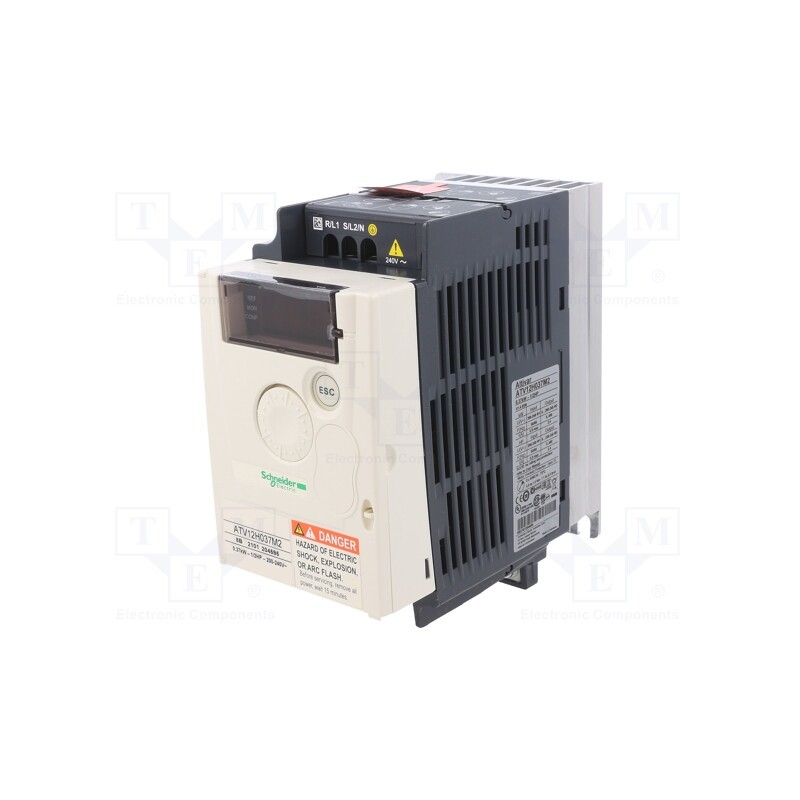1 pcs x SCHNEIDER ELECTRIC - ATV12H037M2 - Inverter, 0.37kW, 3x230VAC, Electr.connect: screw terminals, IP20