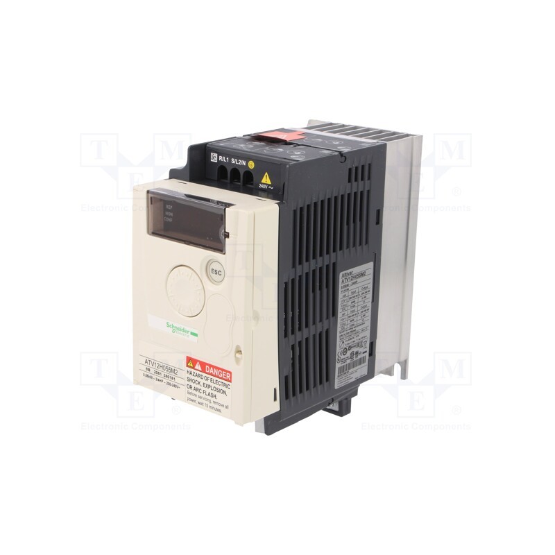 1 pcs x SCHNEIDER ELECTRIC - ATV12H055M2 - Inverter, Max motor power: 0.55kW, Usup: 200÷240VAC, 0.1÷400Hz