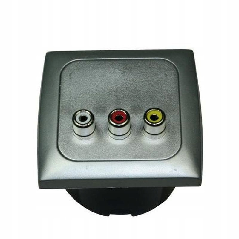 Audio video socket for a camper, silver haba frame