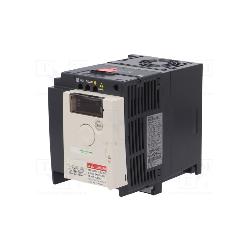 1 pcs x SCHNEIDER ELECTRIC - ATV12HU15M2 - Inverter, Max motor power: 1.5kW, Usup: 200÷240VAC, 0.1÷400Hz