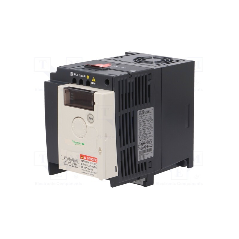 1 pcs x SCHNEIDER ELECTRIC - ATV12HU22M2 - Inverter, Max motor power: 2.2kW, Usup: 200÷240VAC, 0.1÷400Hz