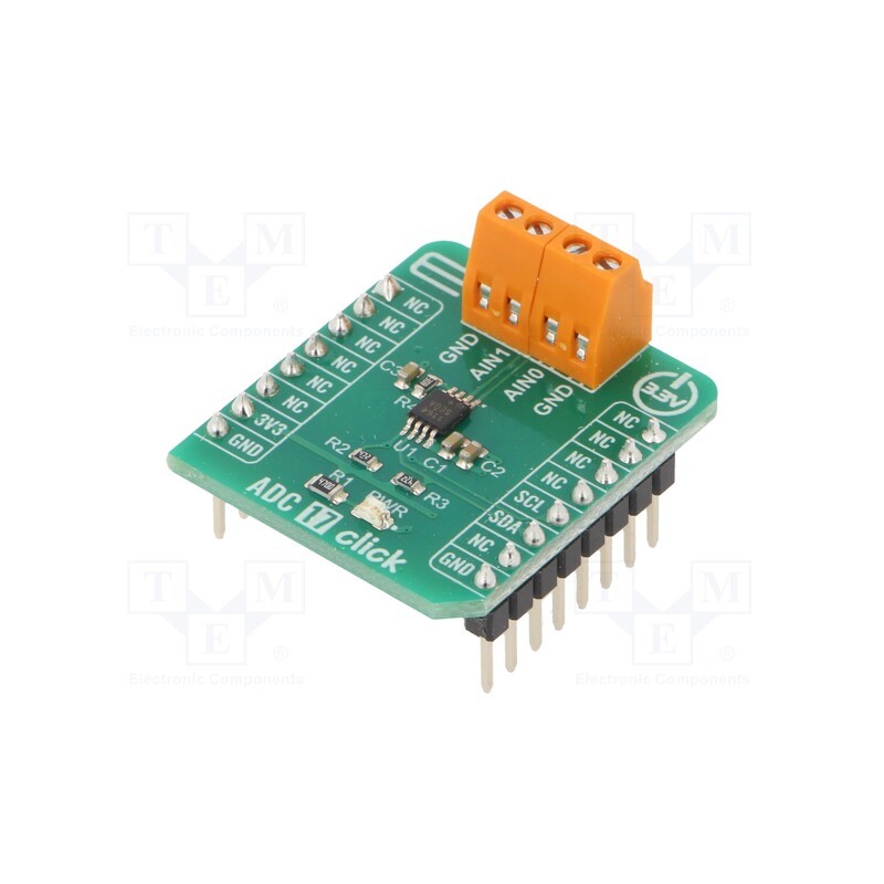 1 pcs x MIKROE - ADC 17 CLICK - Click board, A/D converter, I2C, MAX11645, prototype board
