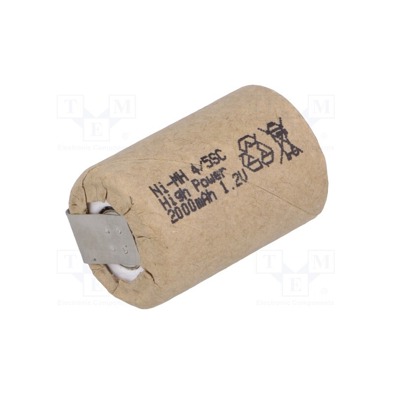 1 pcs x JJJ - J-4/5SC2000P BL - Re-battery: Ni-MH, 4/5SC, 1.2V, 2000mAh, soldering lugs, Ø22x34mm