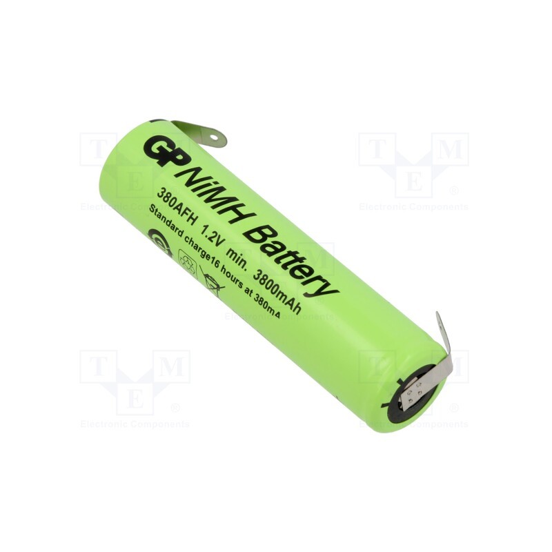 1 pcs x GP - 380AFH - Re-battery: Ni-MH, 7/5A, 1.2V, 3800mAh, soldering lugs, Ø17.5x67mm