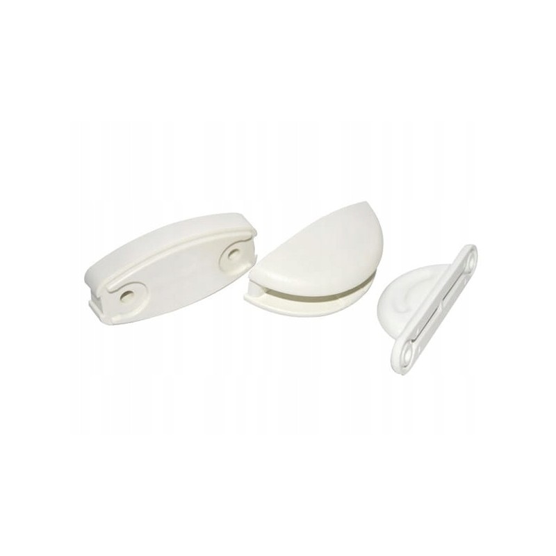 White 3-piece caravan camper door lock with stand