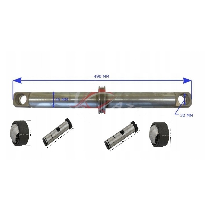 Piston rod of the power steering cylinder for the GPW double-sided trolley