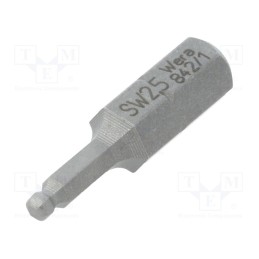 1 pcs x WERA - 5056350001 - Screwdriver bit, hex key,spherical, HEX 2,5mm, Overall len: 25mm