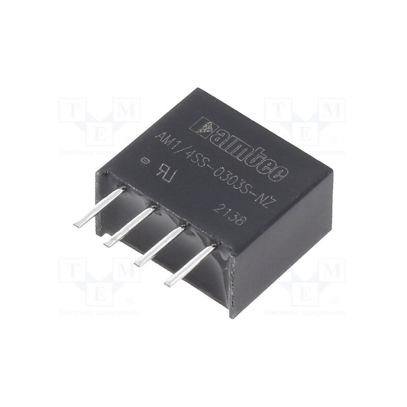 1 pcs x AIMTEC - AM1/4SS-0303S-NZ - Converter: DC/DC, 0.25W, Uin: 2.97÷3.63V, Uout: 3.3VDC, Iout: 76mA