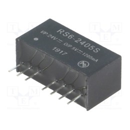 1 pcs x RECOM - RS6-2405S - Converter: DC/DC, 6W, Uin: 18÷36V, Uout: 5VDC, Iout: 1.2A, SIP8, RS6
