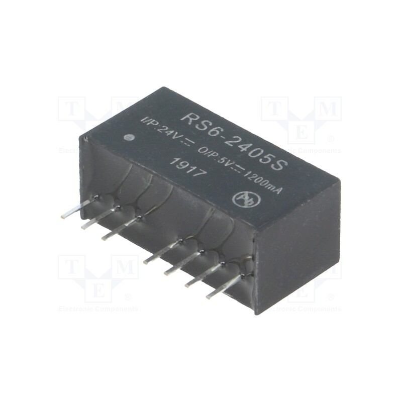 1 pcs x RECOM - RS6-2405S - Converter: DC/DC, 6W, Uin: 18÷36V, Uout: 5VDC, Iout: 1.2A, SIP8, RS6