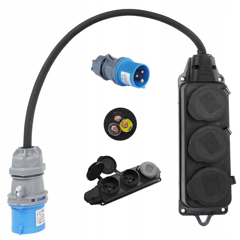 Adapter, CEE plug, 230v socket, IP44 adapter