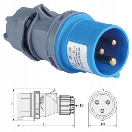 Adapter, CEE plug, 230v socket, IP44 adapter