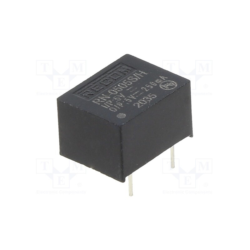 1 pcs x RECOM - RN-0505S/H - Converter: DC/DC, 1.25W, Uin: 4.5÷5.5V, Uout: 5VDC, Iout: 250mA, DIP8