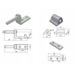 Aluminum side hinge, diameter 12, sets for welding