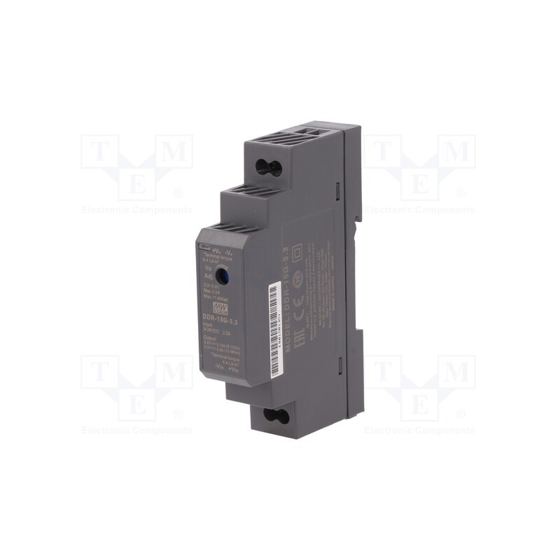 1 pcs x MEAN WELL - DDR-15G-3.3 - Converter: DC/DC, 11.6W, Uout: 3.3VDC, Iout: 3.5A, 17.5x90x54.5mm