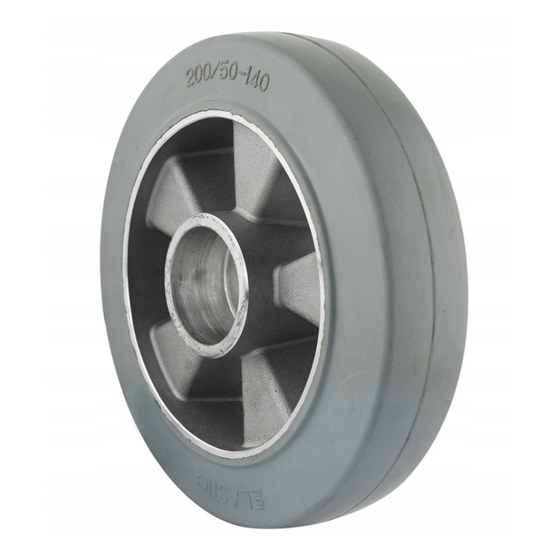Aluminum and rubber wheel, gray, non-marking, 200 mm