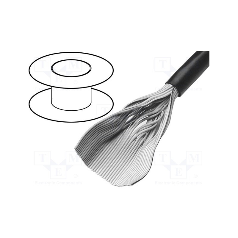 1 rol x 3M - 3759/37SF (100FT) - Wire: ribbon, round, 1.27mm, stranded, Cu, unshielded, PVC, black