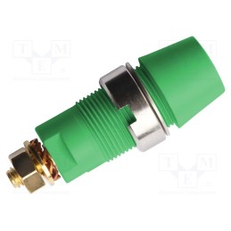 1 pcs x SCHu00dcTZINGER - SAB 6922 AU / GNGE - Socket, 4mm banana, 32A, 1kV, green, gold-plated, screw, insulated