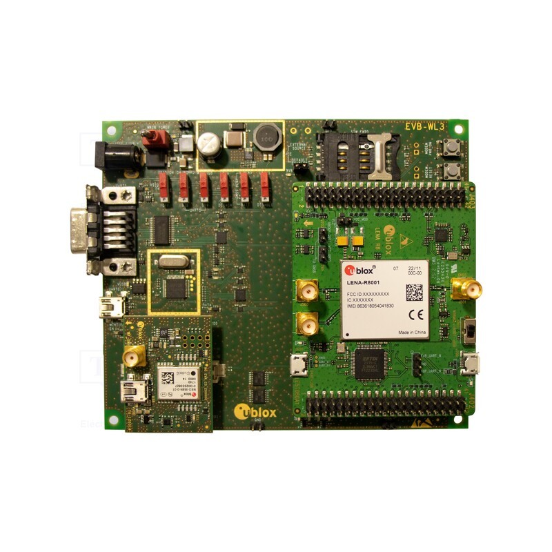 1 pcs x u-blox - EVK-R8001-00C - Dev.kit: LTE, RS232,USB, LENA-R8001-00C, prototype board x3