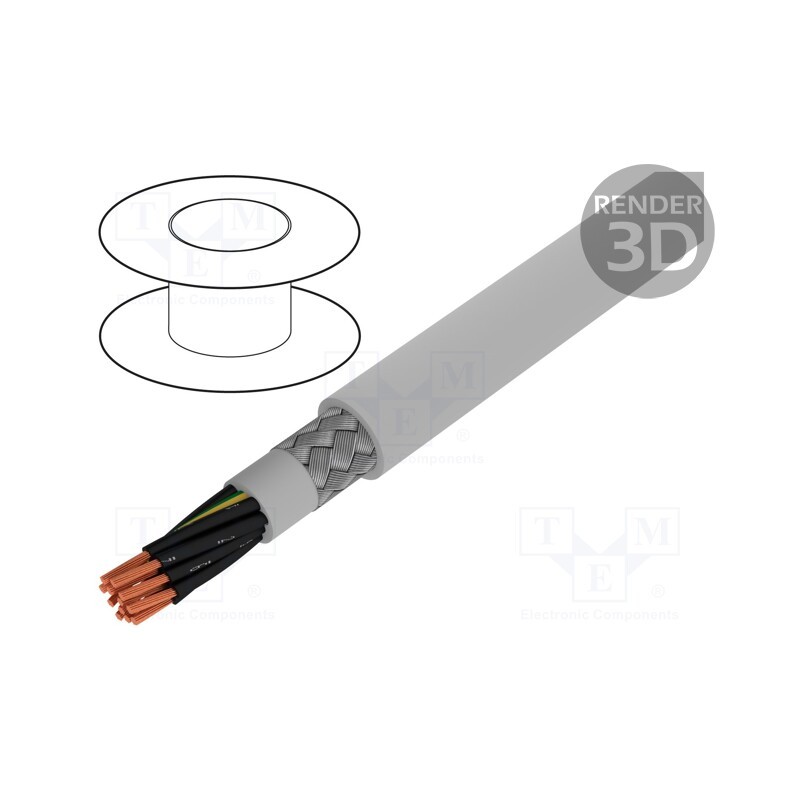 1 rol x ALPHA WIRE - 470125CY GE033 - Wire, Pro-Met, 12G0.5mm2, shielded,tinned copper braid, PVC, 100m